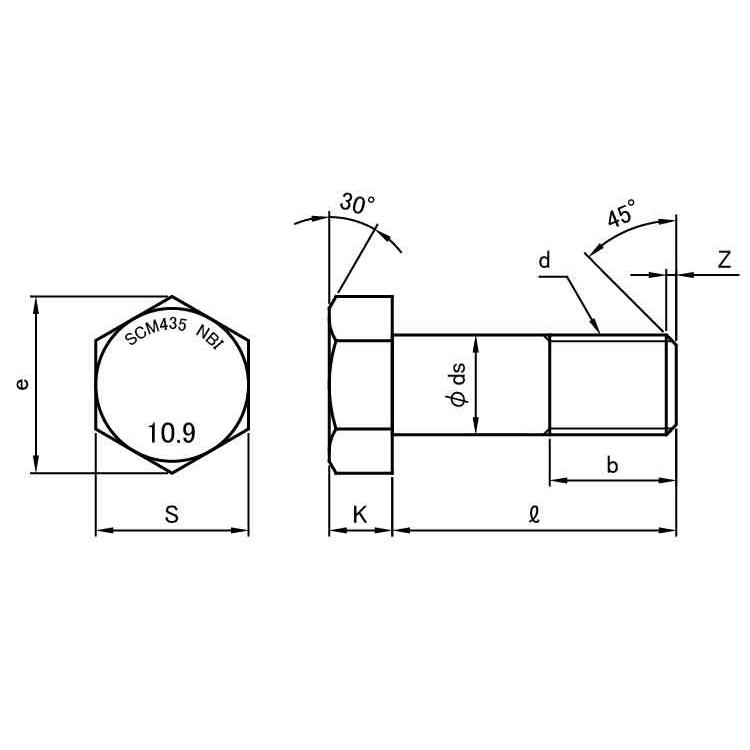 10.9　6カクBT(NBI　表面処理(三価ホワイト(白))　規格(10X130X32)　入数(60)