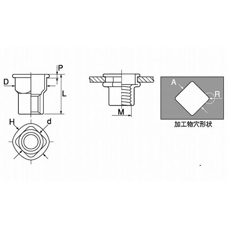 POPナット(テトラ SPH 表面処理(三価ホワイト(白)) 規格(535TETRA) 入数(1000)