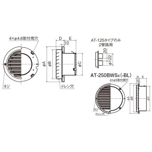 【ラッピング無料】 AT-175BWS4-BL-3 SUS製 ベントキャップ ギャラリ 網3M BL　メルコエアテック　