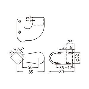 出隅ブラケット止 ３２ミリ径 ＡＧ ＢＲ−１３７ シロクマ