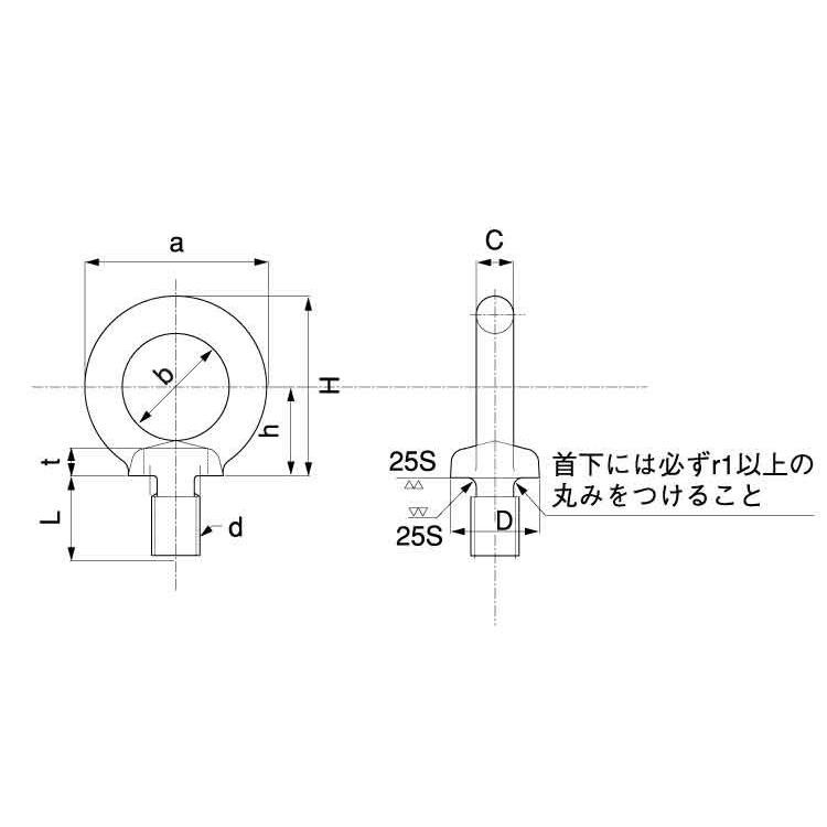 ＳＵＳ　ロングアイＢＴ　材質(ステンレス)　規格(3　8X100)　入数(30)