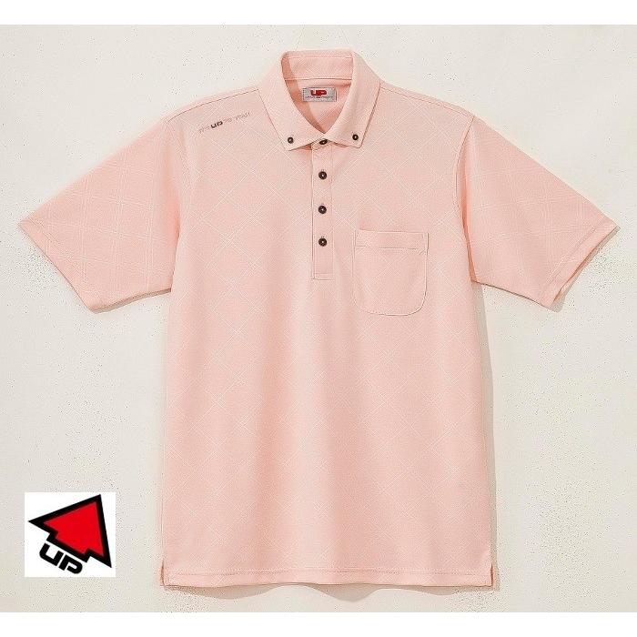 高評価 メンズウエア 格子柄のエンボス加工 ｕｐ ｇｏｌｆ メンズ半袖ボタンダウンシャツ 接触涼感 ライトオレンジ ｌサイズ ２０１５春夏物 Upg5003lor Www Threeriversofs Com