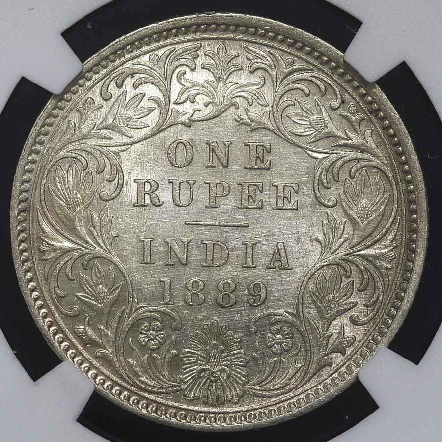 INDIA British India イギリス領インド Rupee 1889C NGC-AU58 EF+ 古銭 コイン :1617:ミスター