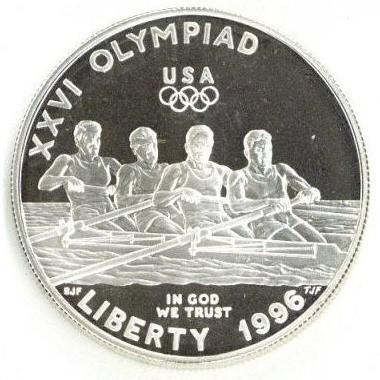 アメリカ 1ドル 銀貨 1996年 プルーフ 未使用 古銭 コイン アトランタ五輪 オリンピック ボート :2389:ミスターコインズ