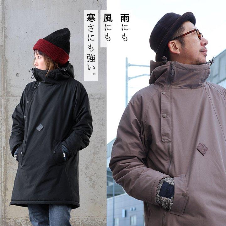 PATY コート 裏ボア メンズ 斜めジップ Wジップ 軽量 撥水 防風 袖リブ