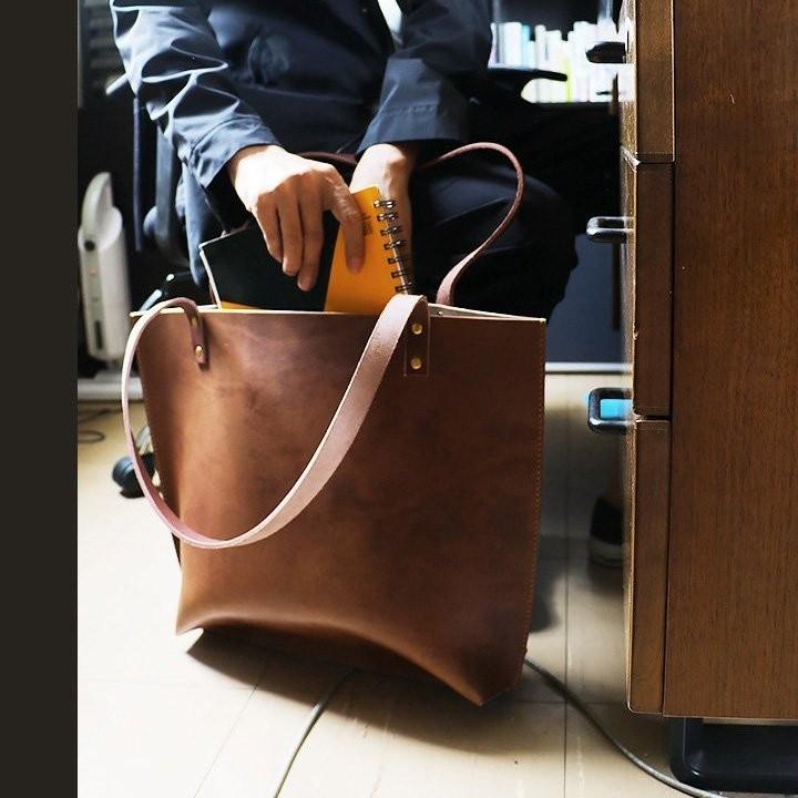 トートバッグ 鞄 カバン バッグ BAG レザー 革 本革 ビジネス 手縫い ハンドメイド メンズ   Brown Brown｜mr-lunberjack｜06