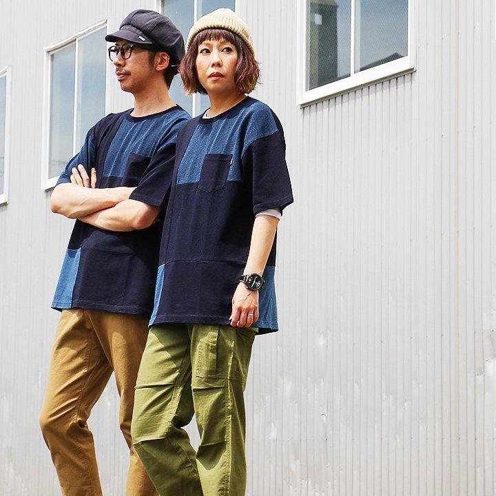 PATY Tシャツ ティーシャツ 半袖 胸ポケット 『異素材 パッチワーク