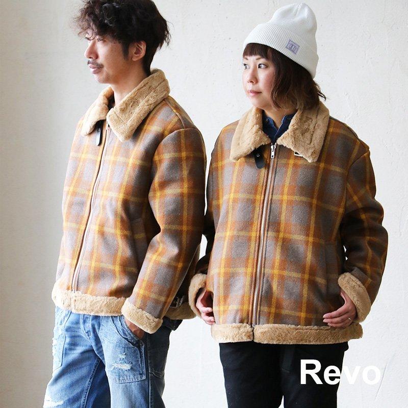 即日発送 ボア 裏地 チェック柄 ムートン フェイク ムートンジャケット ジャケット 重厚感のある着こなしを楽しめる フェイクムートン ボンディング Revo レディース メンズ コート アウター Swlhosp Com