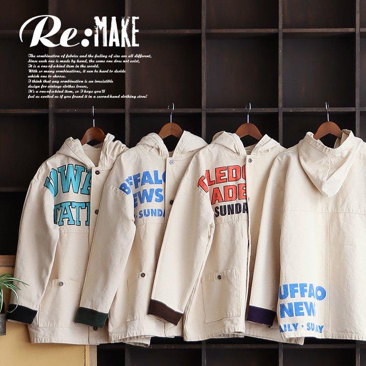 Re:make パーカー ヨットパーカー 長袖 メンズ フード付き 古着
