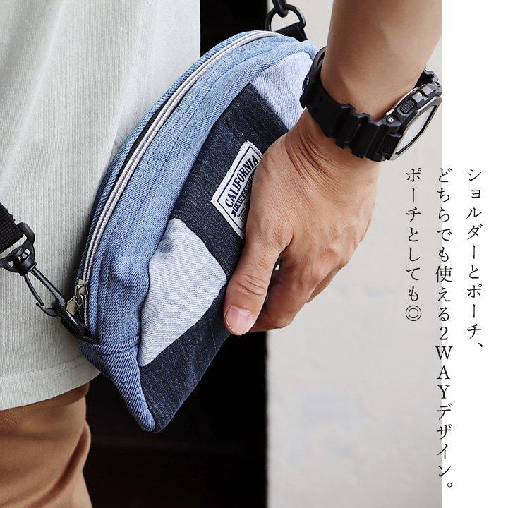PATY バッグ ミニ ショルダー メンズ 半円型 『リメイク パッチワーク