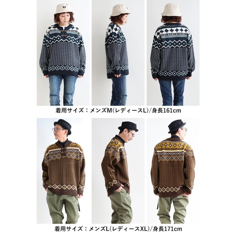 PATY ニット 長袖 メンズ ヘンリーネック ノルディック柄 アクリル100