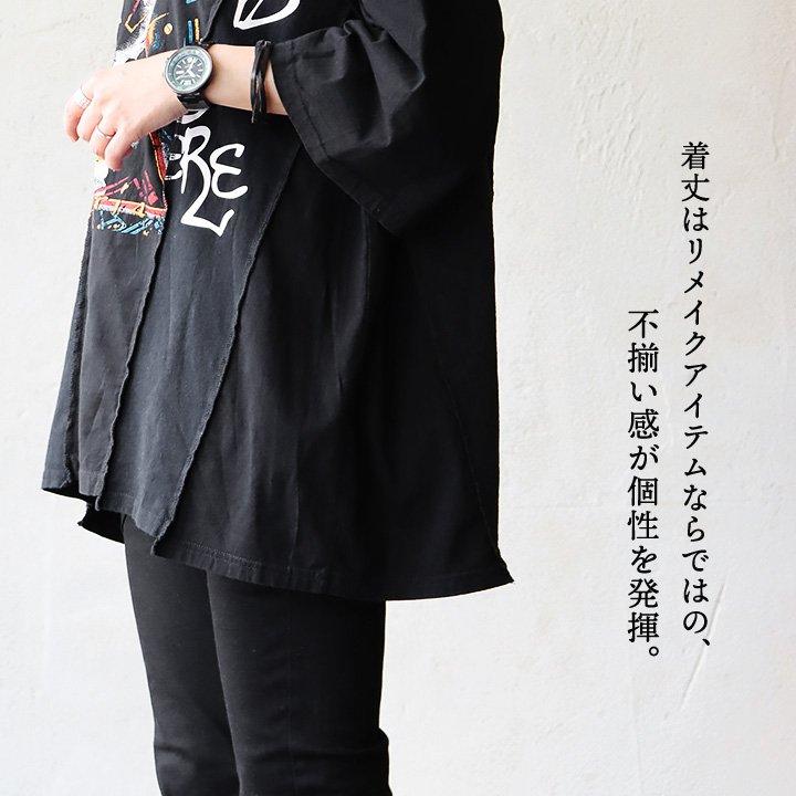 PATY Tシャツ 5分袖 クルーネック メンズ バンドT クレイジー 切り替え