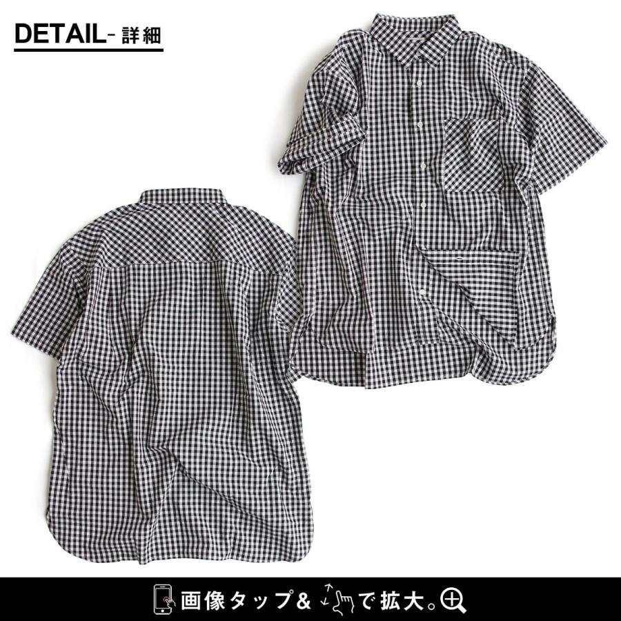 美品▲TICCA ティッカ//ギンガムチェック半袖シャツ▲モノトーン ゆったり 美品△TICCA ティッカ//ギンガムチェック半袖シャツ△モノトーン