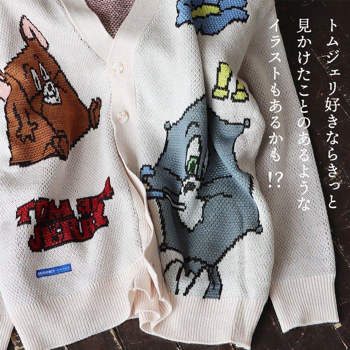 PATY カーディガン カーデ メンズ 長袖 Vネック トム＆ジェリー
