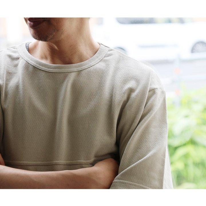 PATY Tシャツ 5分袖 メンズ クルーネック 綿100 コットン 鹿の子 裏毛