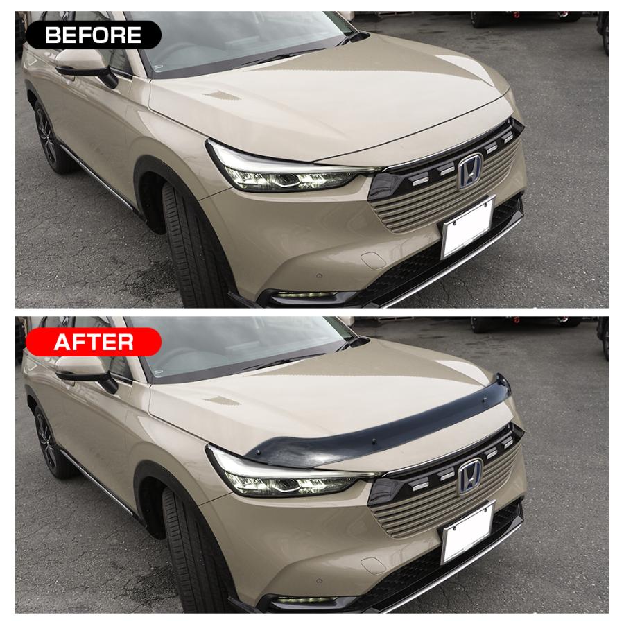 新型 ヴェゼル RV系 バグガード ボンネット バイザー プロテクター スポイラー カスタム パーツ アクセサリー エアロ 外装 フロント カバー |  | 03