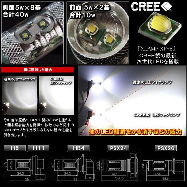 フォグランプ LED 50W H16 H8 H11 HB4 PSX24W PSX26W CREE製 ホワイト フォグ 2個セット OUTLET SALE｜mr-store｜02