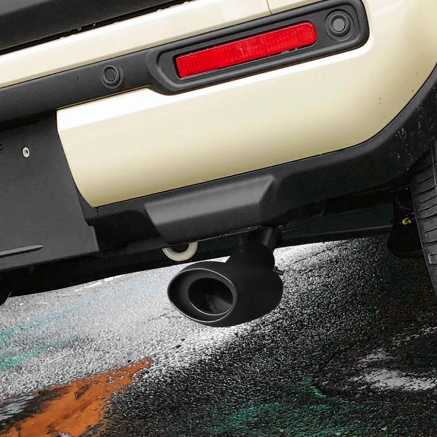 ハスラーターボMR52S砲弾型オールステンレスマフラーカッタースズキ ハスラー MR52S マフラーカッター マッドブラック ステンレス製