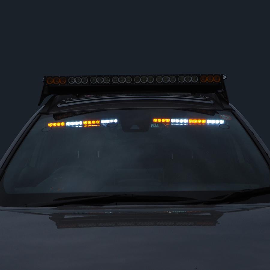 サンバイザー LED デュアルストロボライトバー 32LED アンバー