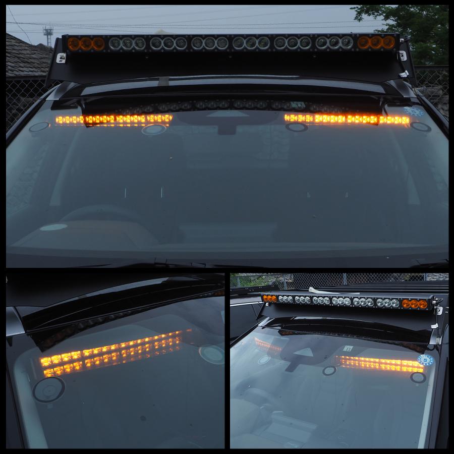 サンバイザー LED デュアルストロボライトバー 32LED アンバー
