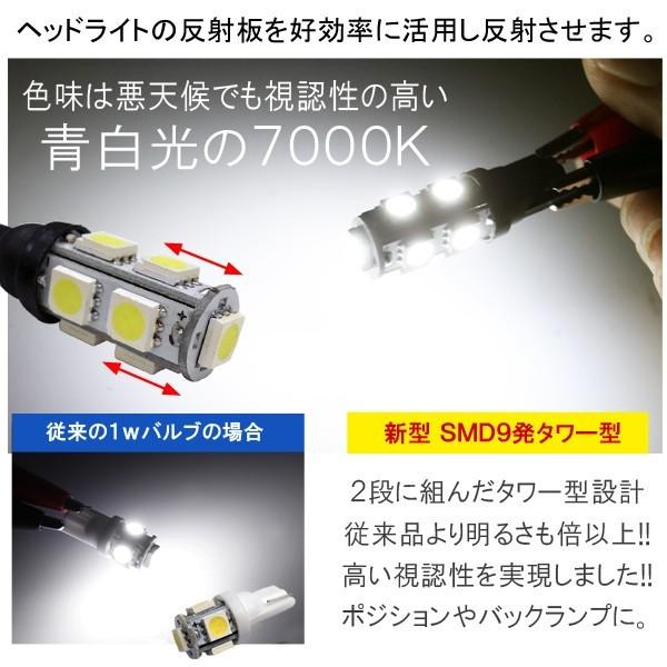 T10 T16 ポジションランプ LED 9灯 次世代改良版 超 拡散型 2個セット ホワイト ブルー |  | 01