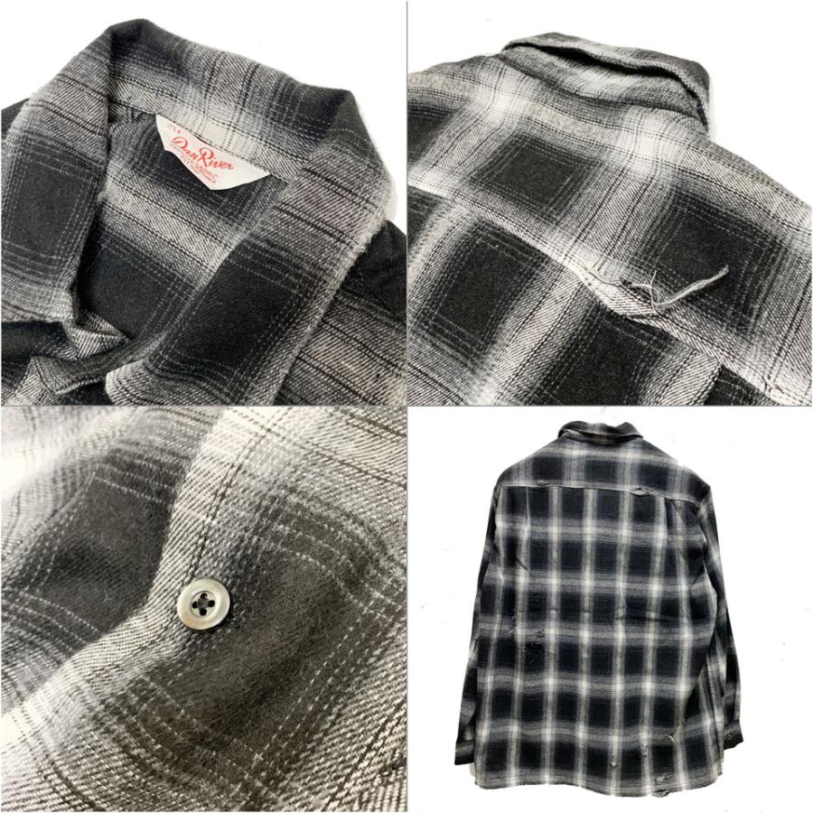 ダンリバー DAN RIVER オンブレチェックシャツ ネルシャツ WORN-OUT