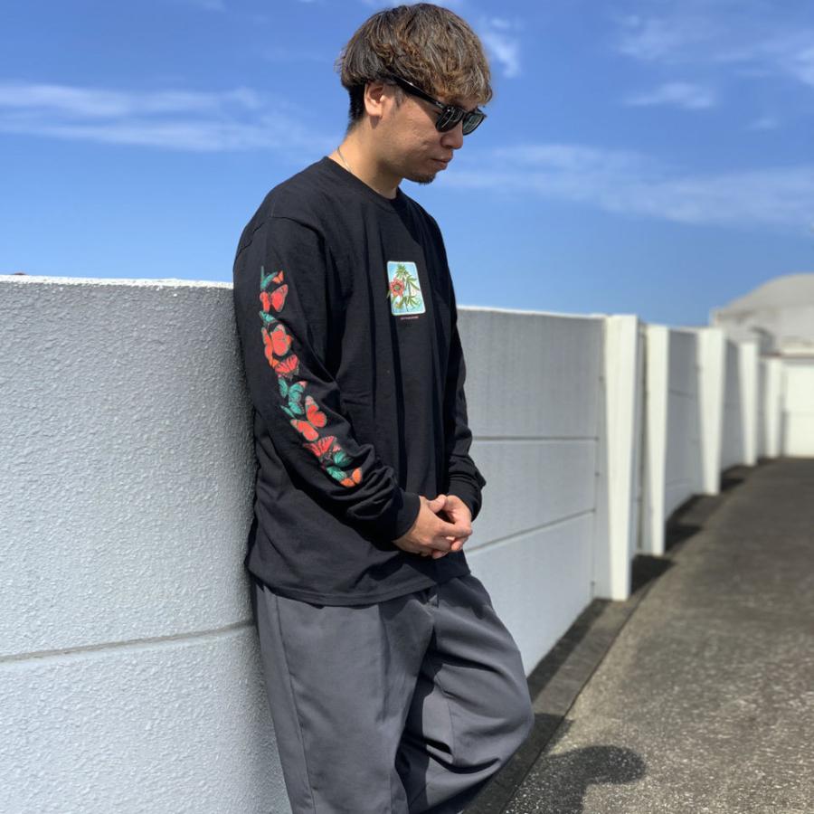 HUF（ハフ） ロンT MONARCH L/S Tee Tシャツ 長袖 ブラック 黒 蝶