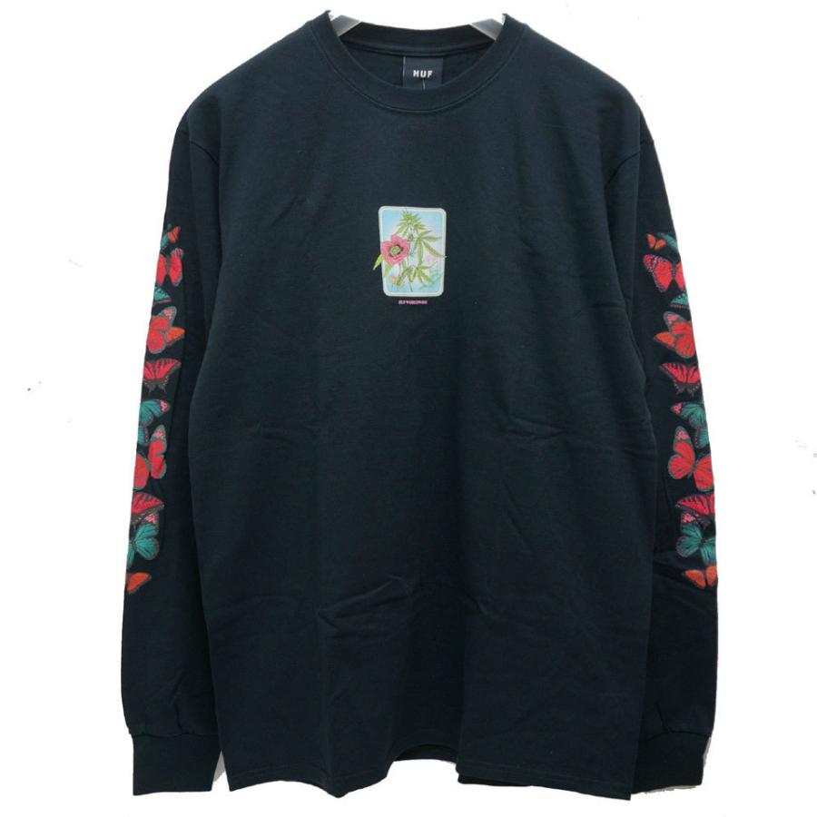 HUF（ハフ） ロンT MONARCH L/S Tee Tシャツ 長袖 ブラック 黒 蝶