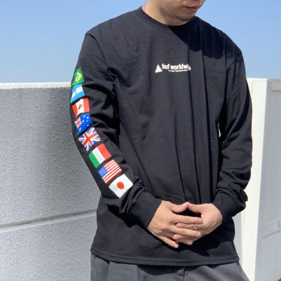 ハフ HUF ロンT FLAG UNION L/S Tee Tシャツ 長袖 ブラック 黒 国旗 フラッグ｜mr-vibes