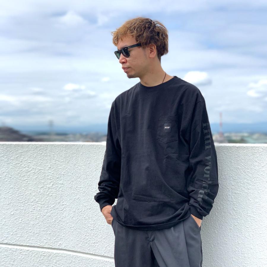 HUF（ハフ） 全2色 ロンT Tシャツ BOX LOGO POCKET L/S TEE ボックス