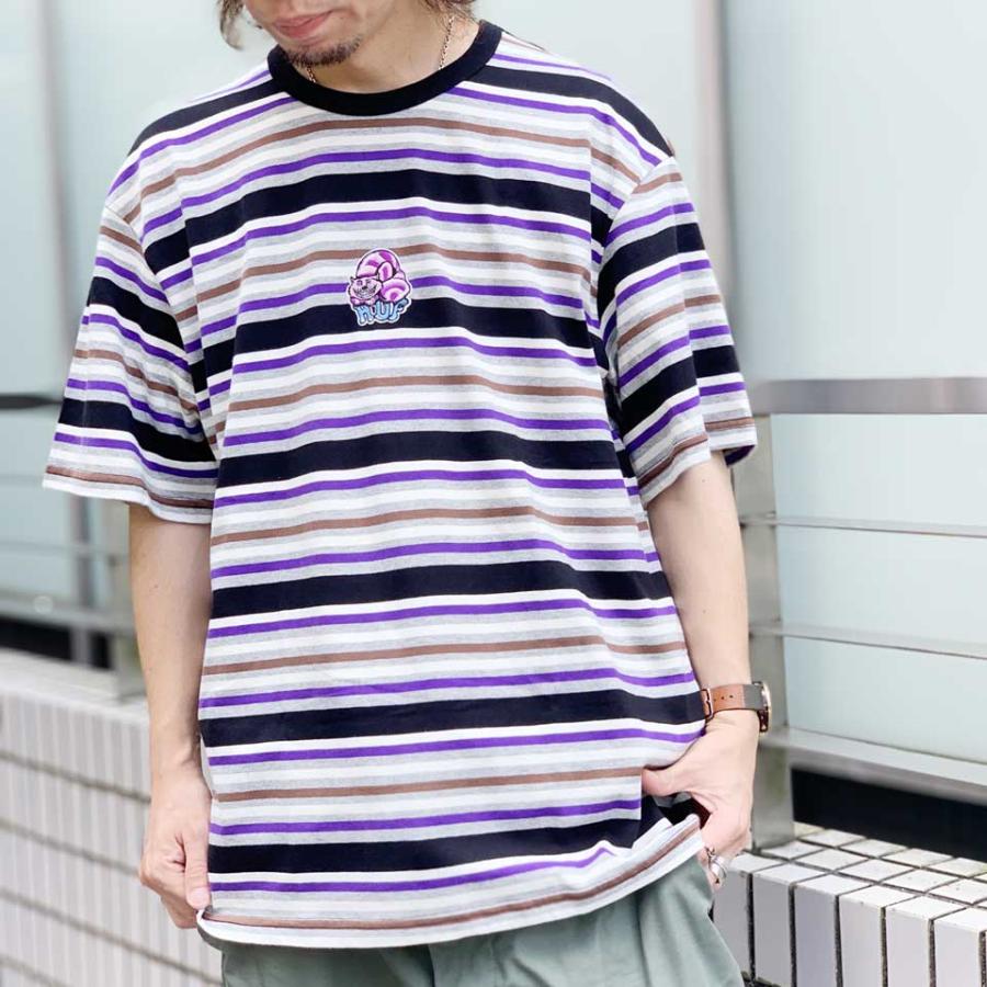 HUF ハフ ボーダーTシャツ CHESHIRE STRIPE KNIT TOP 半袖 ブラック 