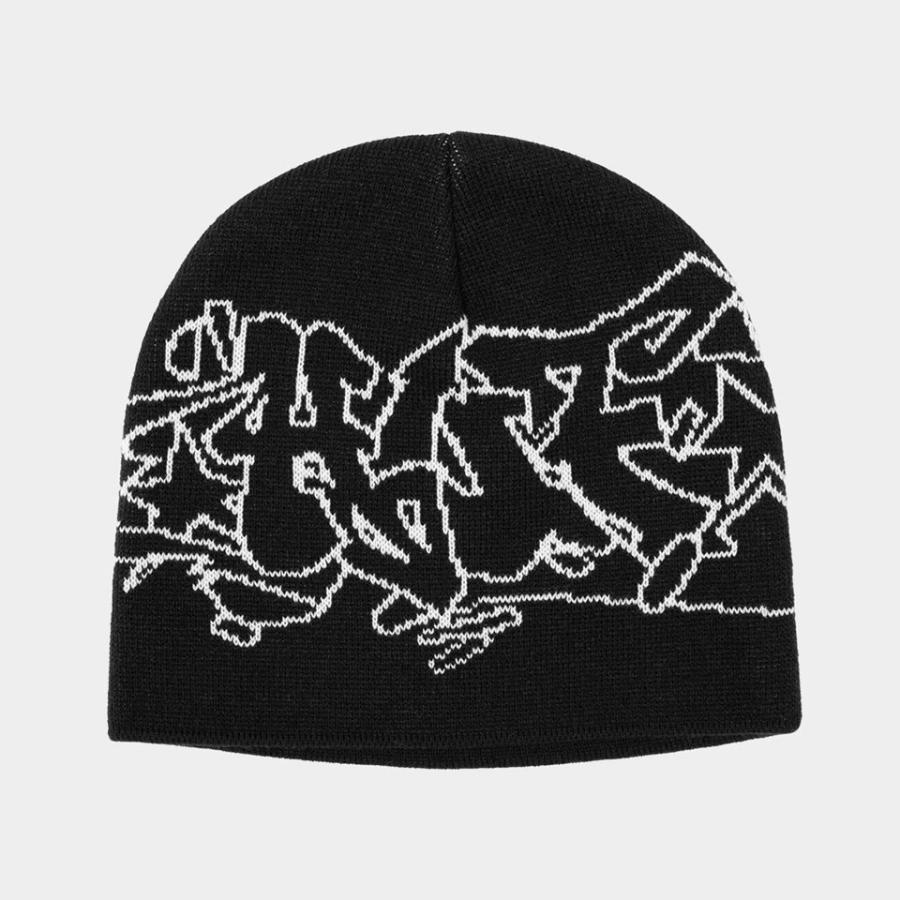 国内配送★HUF★OUTLINES SKULL ニットビーニー 3色 HUF ハフ ビーニー ニットキャップ ニット帽 OUTLINES SKULL