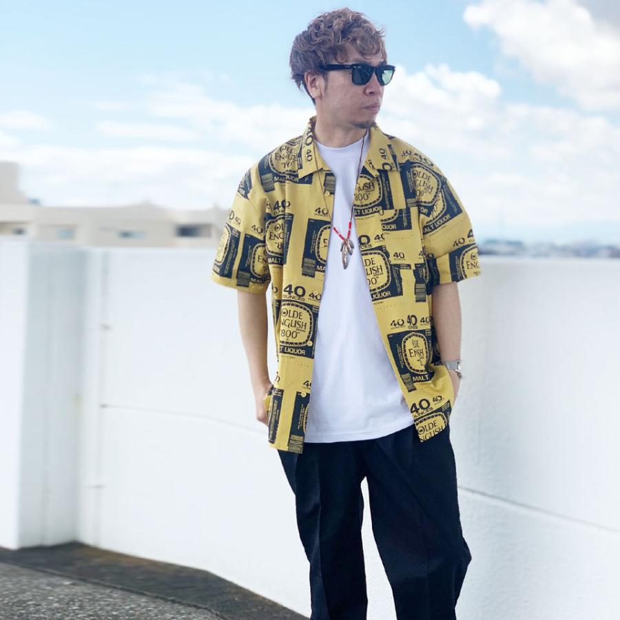 全2色 インターブリード INTERBREED 半袖シャツ DRUNKERS S/S SHIRT 総柄 ホワイト 白 マスタード イエロー 黄色｜mr-vibes｜04