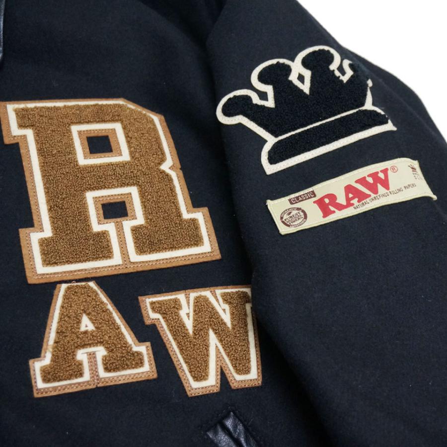 インターブリード INTERBREED スタジャン RAW × INTERBREED RAW Varsity Jacket ロウペーパー コラボ  スタジアムジャケット ブラック 黒 BLACK