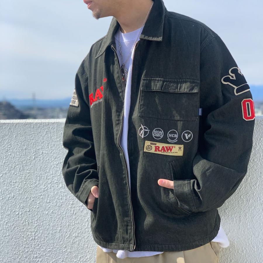 インターブリード INTERBREED ワークジャケット INTERBREED × RAW Manager's Jacket ロウペーパー コラボ  ライトアウター デニムジャケット ブラック 黒 BLACK : interbreed2201 : Mr-vibes - 通販 -