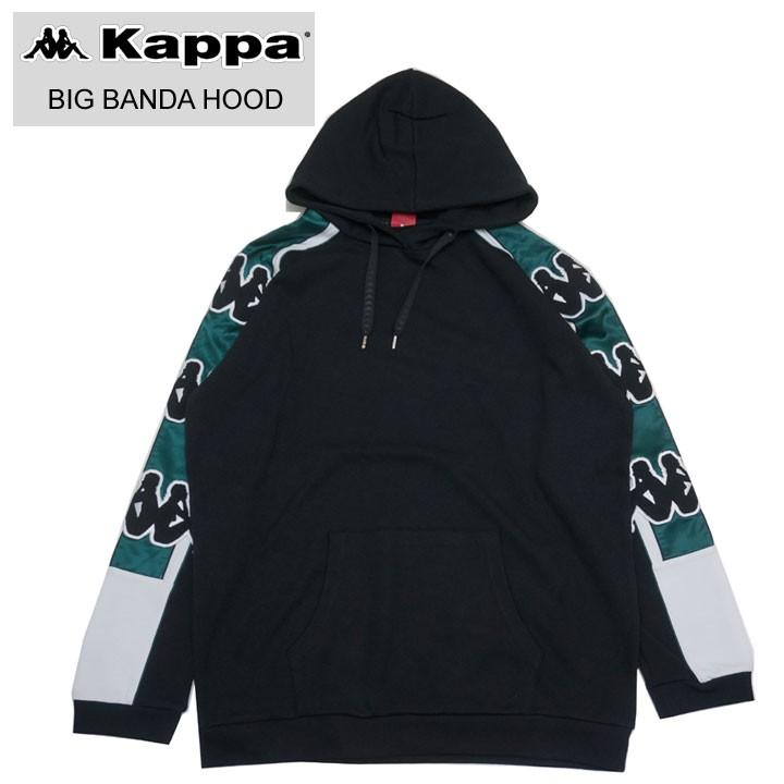 Kappa（カッパ） パーカー BIG BANDA SWEAT HOODIE ブラック/グリーン