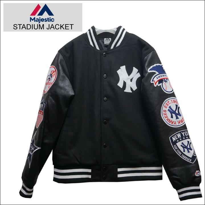 MAJESTIC マジェスティック スタジャン STADIUM JACKET NEW YORK YANKEES ニューヨーク ヤンキース ブラック 黒  BLACK 送料無料