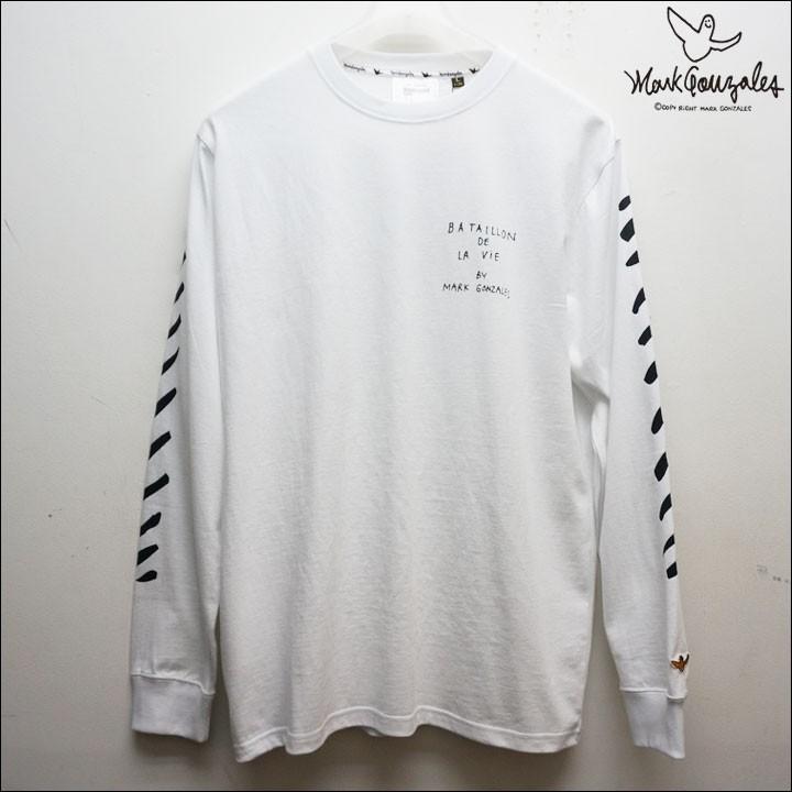 MARK GONZALES マークゴンザレス ロンT BATAILLON L/S Tee Tシャツ 長袖 ホワイト 白 WHITE｜mr-vibes｜03