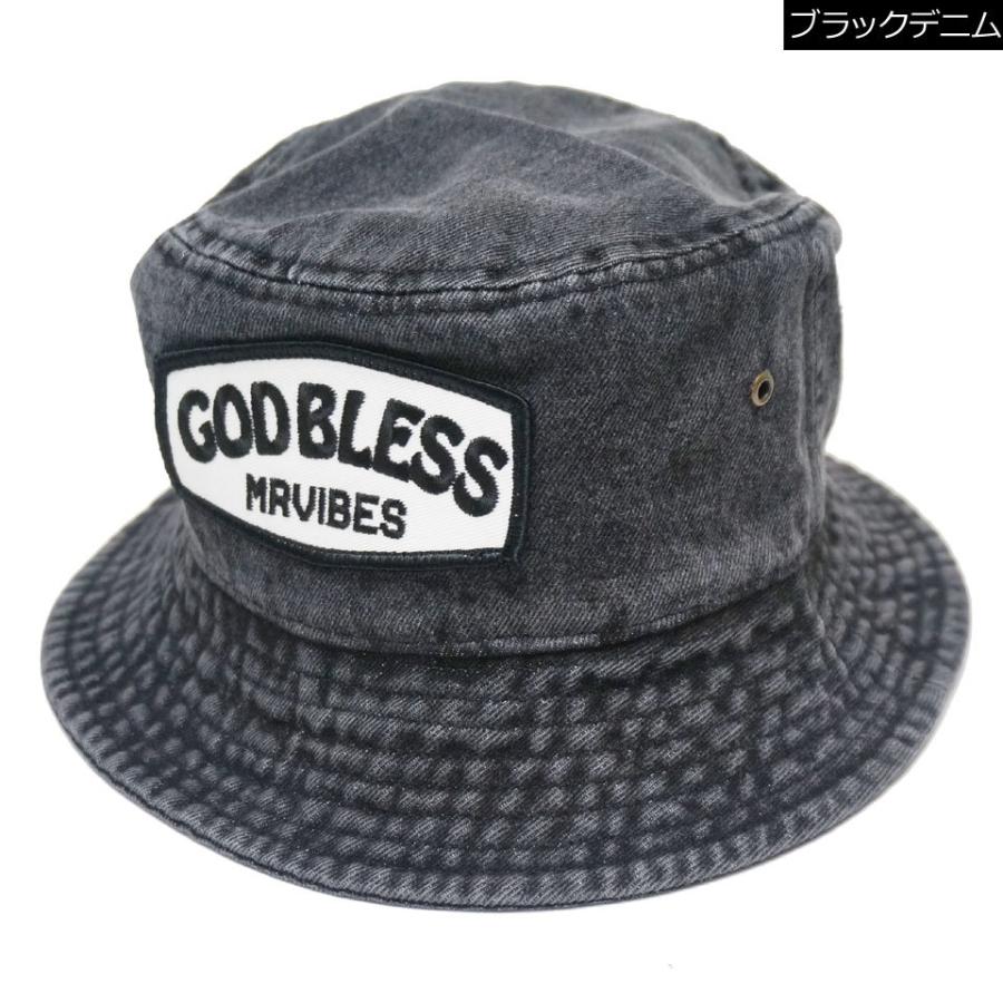 WHO DECIDES WAR バケットハット デニム ブラック VA スタッドオーバーダイイングデニムドロップバケットハット
