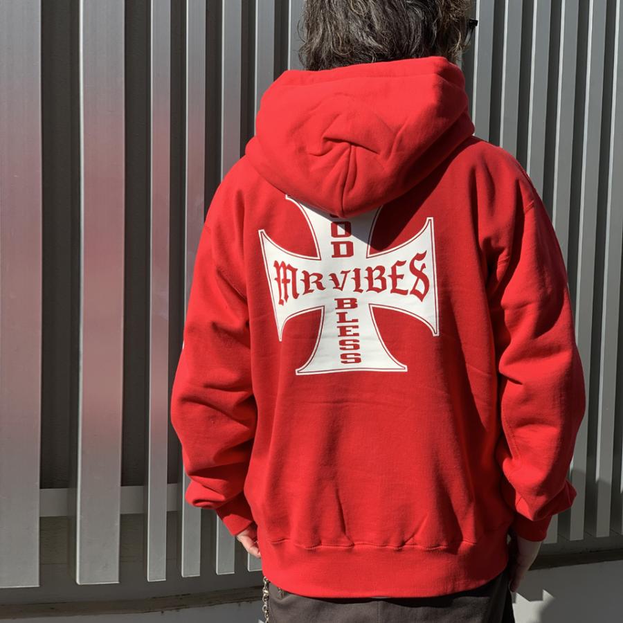 MRV by Mr.vibes ジップパーカー フーディー IRON CROSS ZIP HOODIE