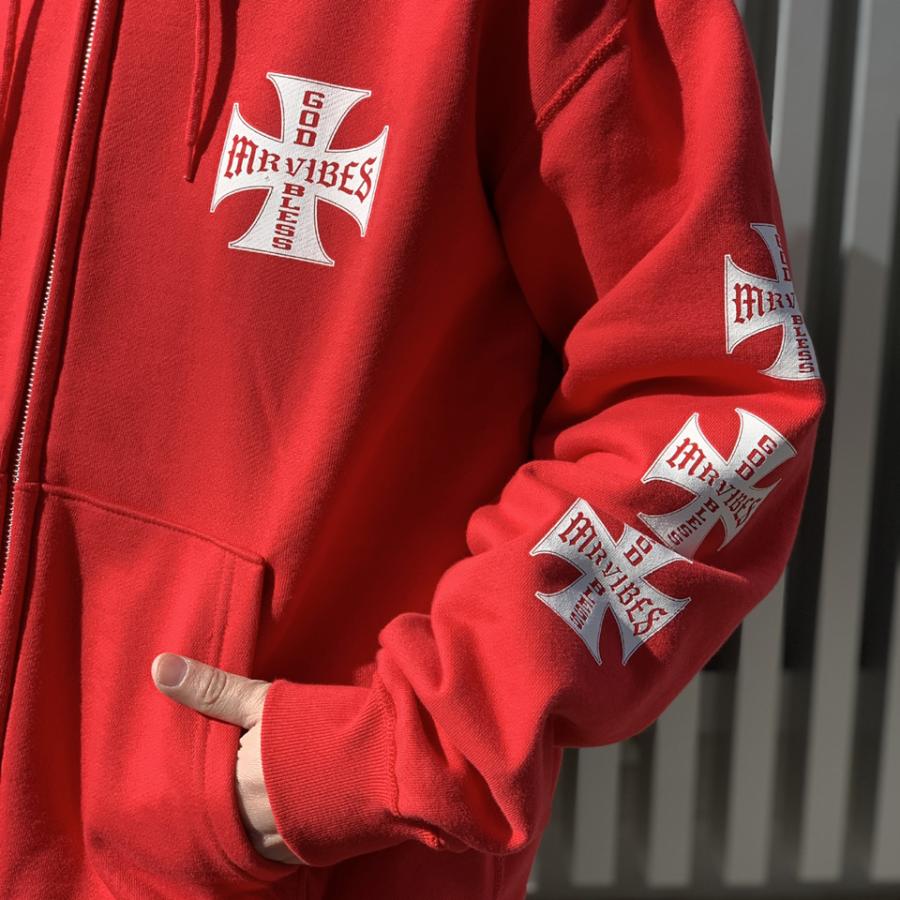 MRV by Mr.vibes ジップパーカー フーディー IRON CROSS ZIP HOODIE