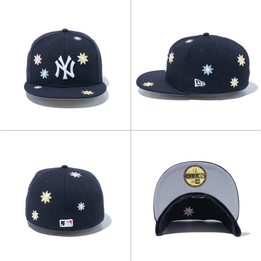 ニューエラ NEW ERA キャップ 59FIFTY MLB Flower Embroidery NY YANKEES ニューヨークヤンキース ネイビー 紺 NAVY｜mr-vibes｜02