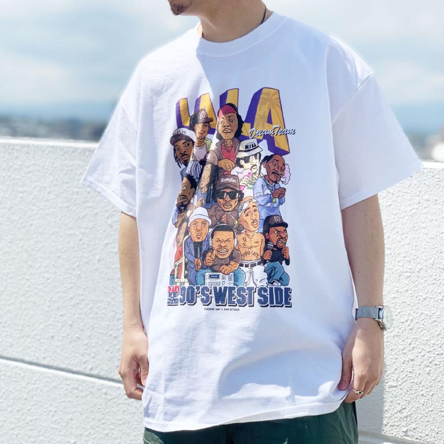 全3色 ラップアタック RAP ATTACK Tシャツ LA LA S/S Tee ロサンゼルス 西海岸 ラップTシャツ ホワイト 白 WHITE ブラック 黒 BLACK パープル 紫｜mr-vibes