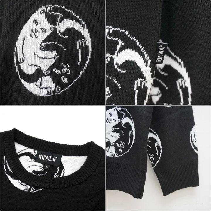 リップンディップ RIPNDIP ニット NERMAL YANG KNIT SWEATER セーター ネコ 猫 ブラック 黒 BLACK｜mr-vibes｜03