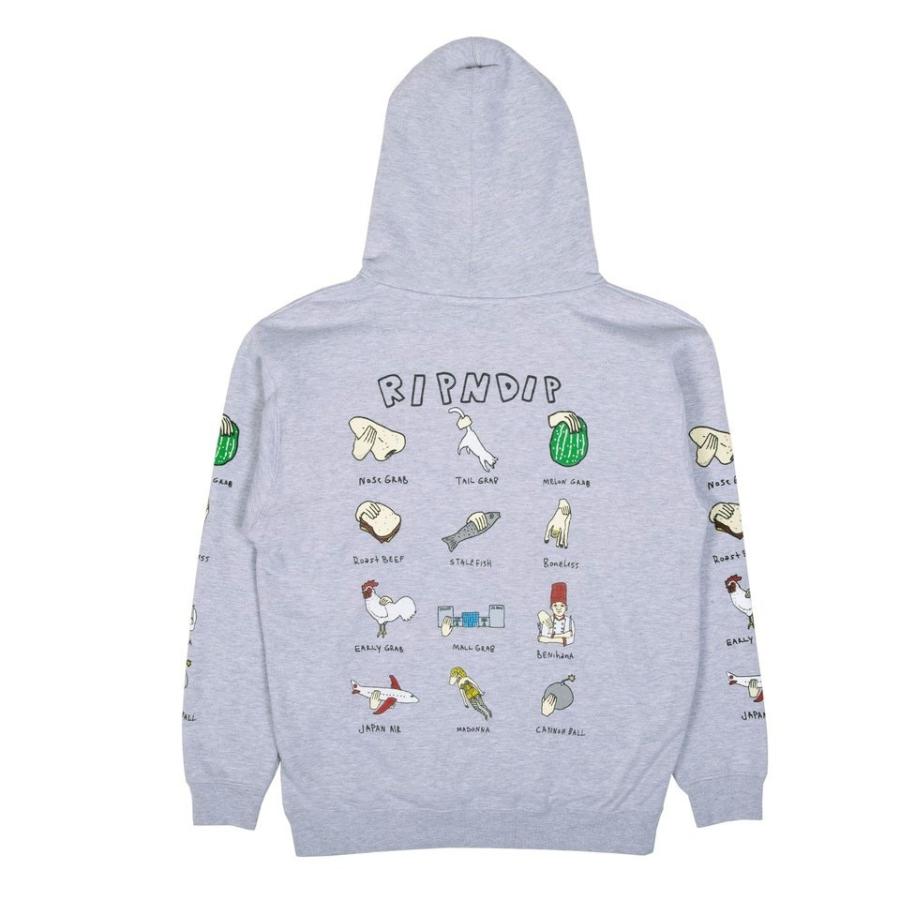 RIPNDIP 猫イラスト フード付きパーカー グレー RIPNDIP（リップンディップ） リップンディップ【RIPNDIP】FELINE FINE