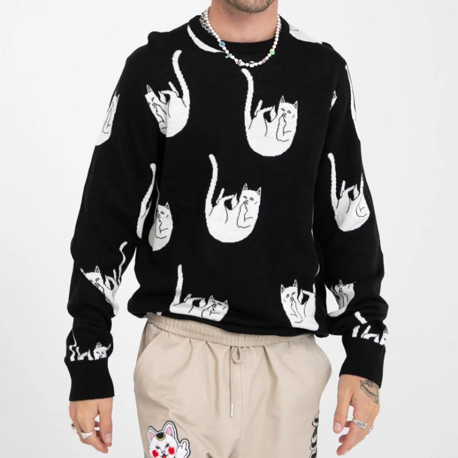 SALE セール リップンディップ RIPNDIP ニット セーター FALLING NERM KNIT SWEATER ブラック 黒 BLACK｜mr-vibes｜04