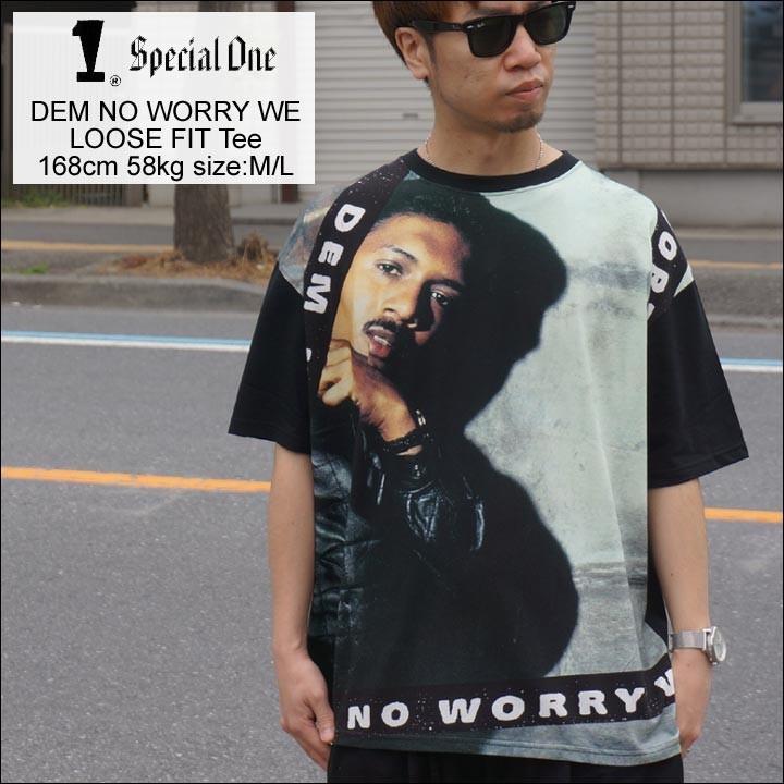 SPECIAL ONE スペシャルワン Tシャツ DEM NO WORRY LOOSE FIT Tee ビッグシルエット 半袖 ブラック 黒 BLACK｜mr-vibes