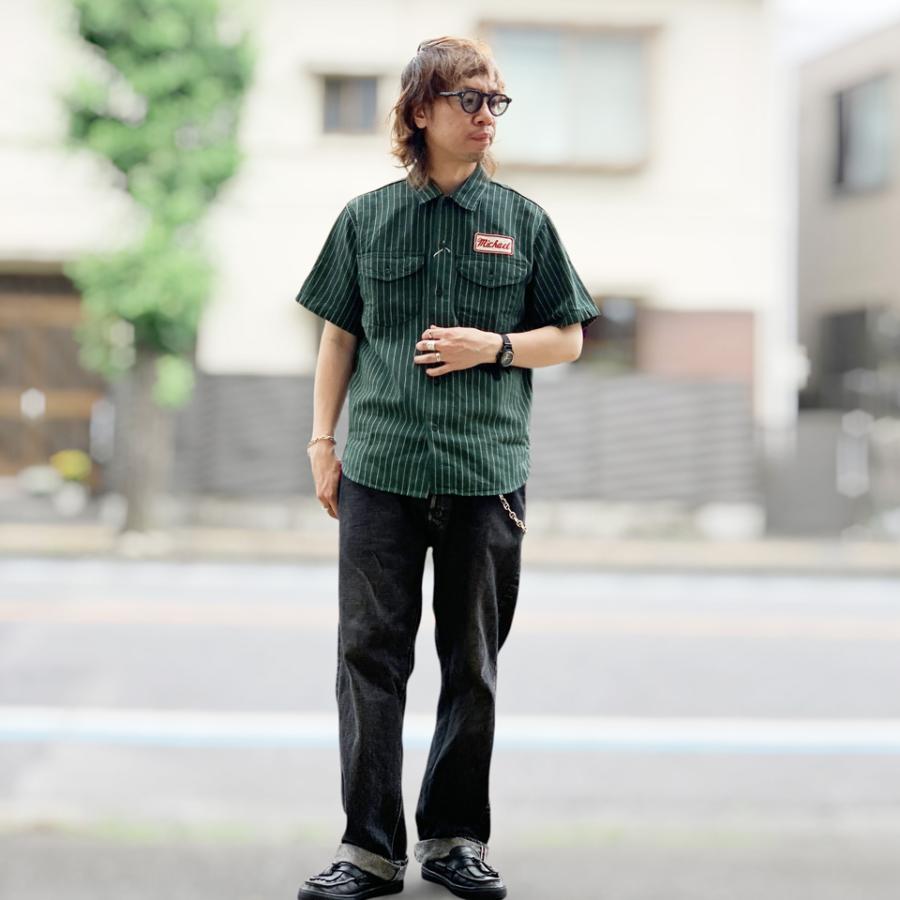 sugar cane・Harris Tweed コラボ　値下げ中 SUGAR CANE 全2色 シュガーケーン 半袖ワークシャツ COKE STRIPE WORK