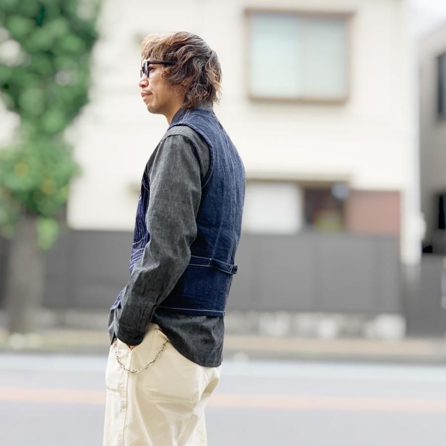 SUGAR CANE シュガーケーン ワークベスト 9oz. WABASH STRIPE WORK