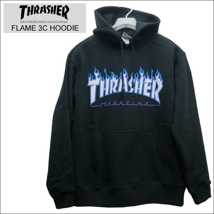 レア　希少　THRASHER スラッシャーフレイム ロゴ パーカー ブラック THRASHER（スラッシャー） パーカー FLAME LOGO HOODIE - BLACK : LABO